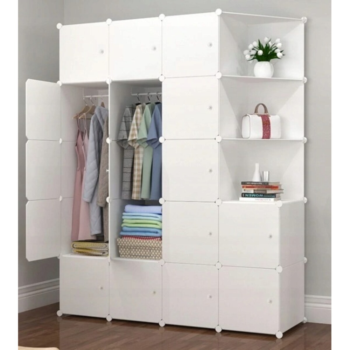Modułowa szafa garderoba wieszak szafki xxl biała półki drążek na ubrania