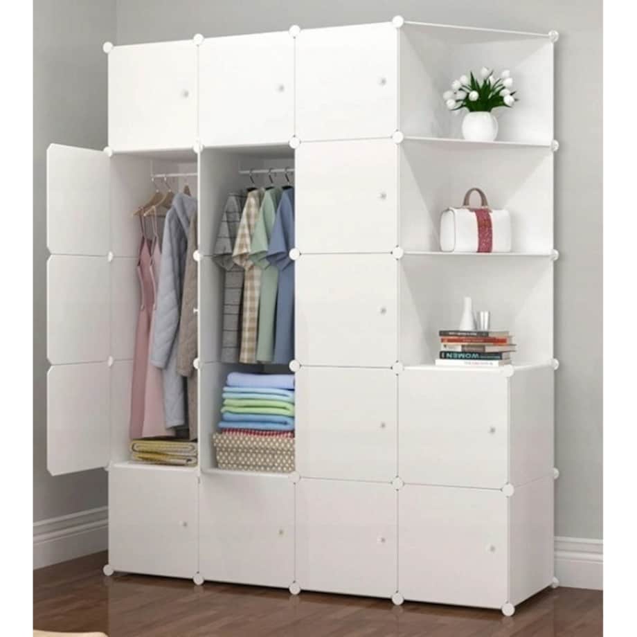 Modułowa szafa garderoba wieszak szafki xxl biała półki drążek na ubrania