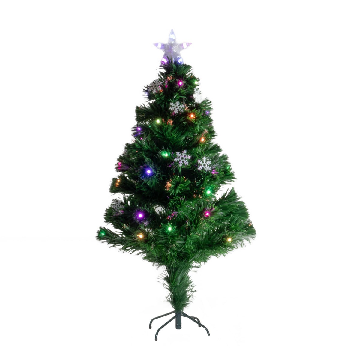 Sztuczna choinka z lampkami i gwiazdą, 120 cm, LED, tworzywo sztuczne