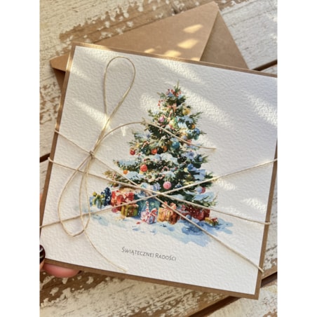 Kartka świąteczna ręcznie robiona na Boże Narodzenie choinka BN2