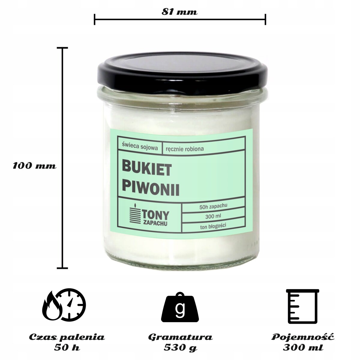 Naturalna świeca zapachowa sojowa w słoiku zapach BUKIET PIWONII na prezent