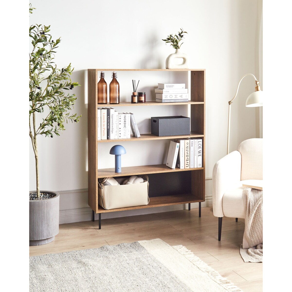 Regał 4 półki NANTON Drewno Ciemne drewno