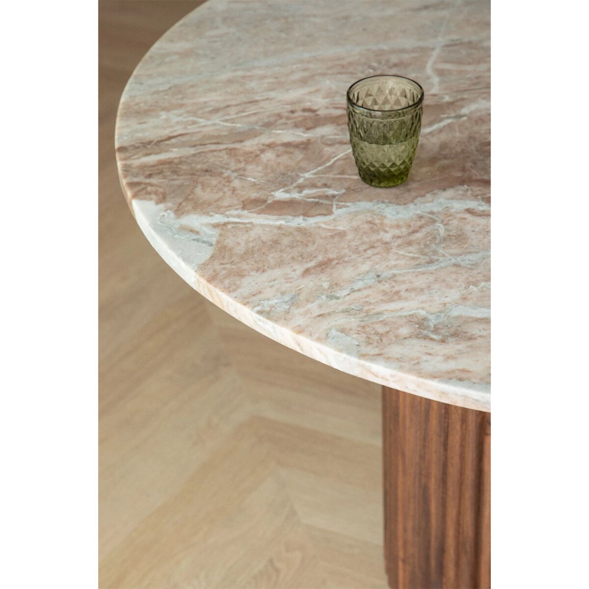 Owalny stół jadalniany 200x100 cm z marmuru i drewna mango Giselda