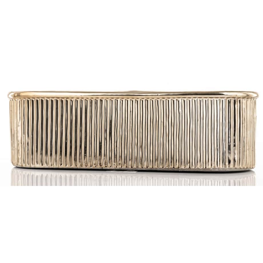 Kwietnik-osłonka kamionkowa 12x38x12 cm złota