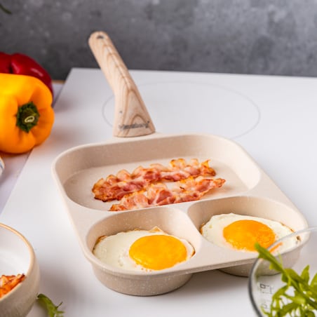 Patelnia marmurkowa 3 w 1 do jajek naleśników placków pancake 22x18cm BEŻOWA KLAUSBERG