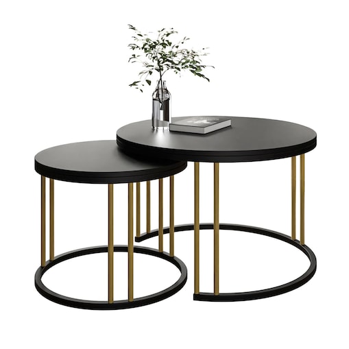 Okrągły stolik kawowy LORI MIX ii czarno złoty czarny mat