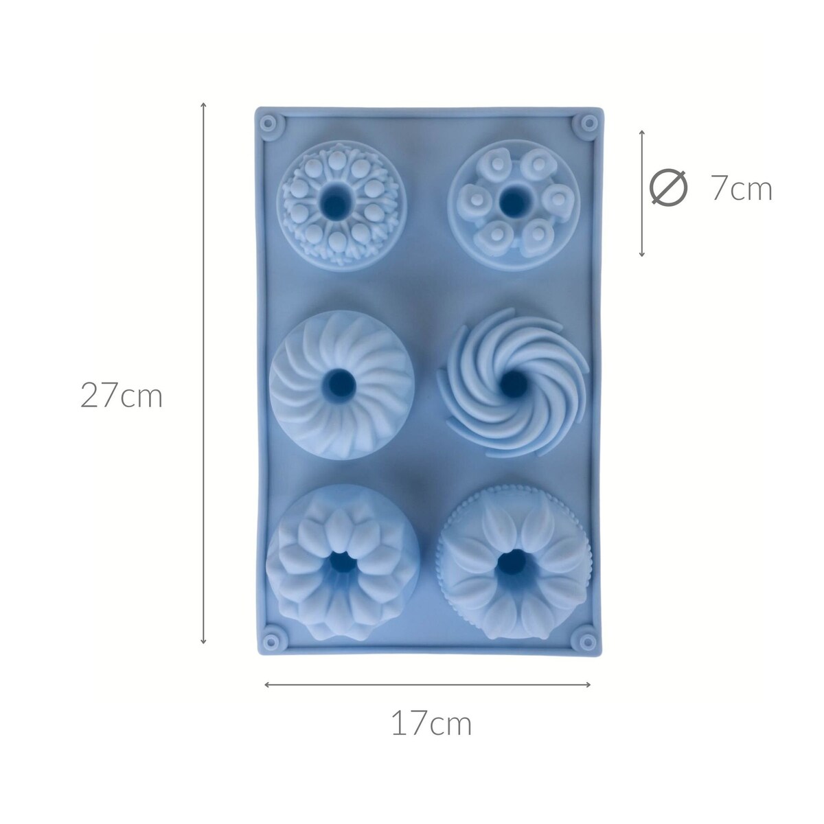 Niebieska silikonowa forma na muffiny, 27 x 17 cm