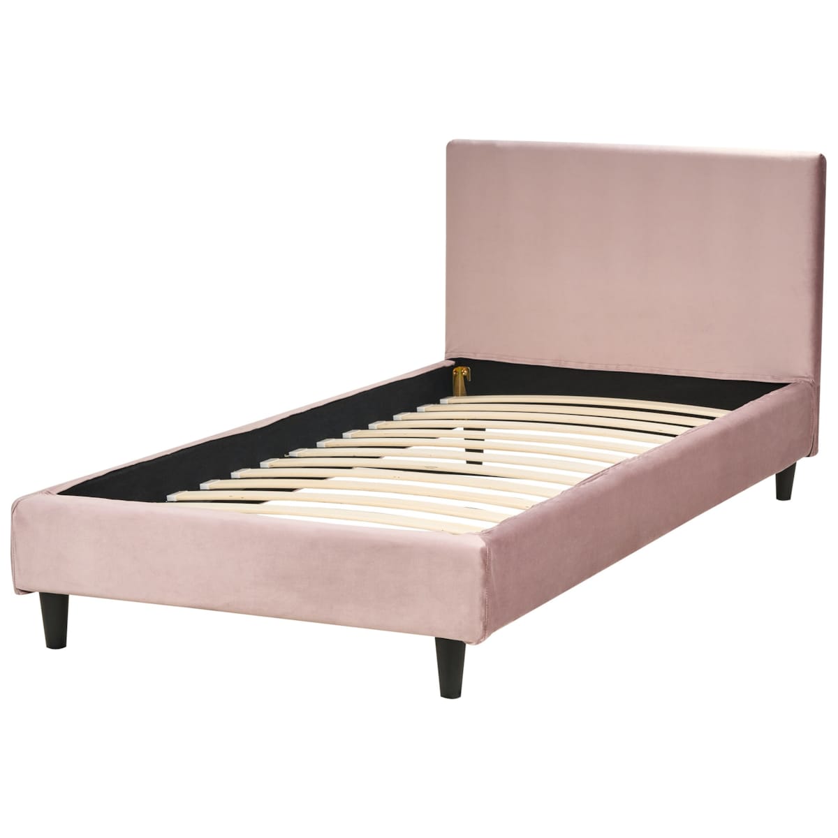 Łóżko welurowe 90 x 200 cm różowe FITOU