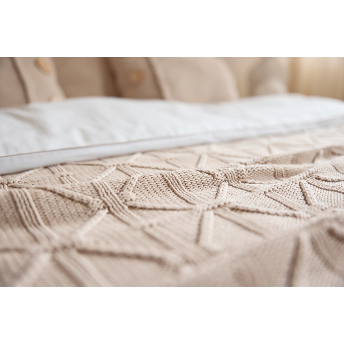 Narzuta brytyjska beżowa, 220 x 240 cm, La Manta