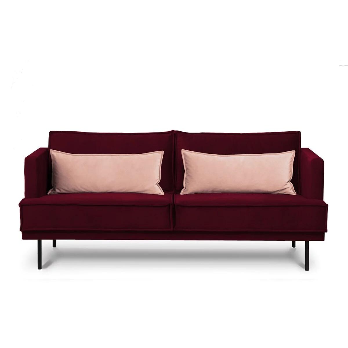 KONSIMO GANZO Sofa 3-osobowa do salonu z czerwonymi poduszkami