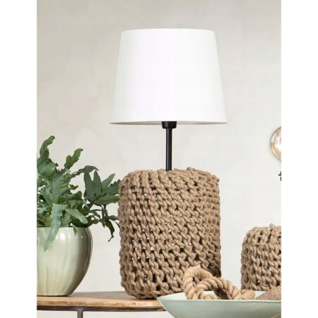 LAMPA BOHO 50cm stojąca stołowa nocna biurkowa stojąca beżowa jutowa
