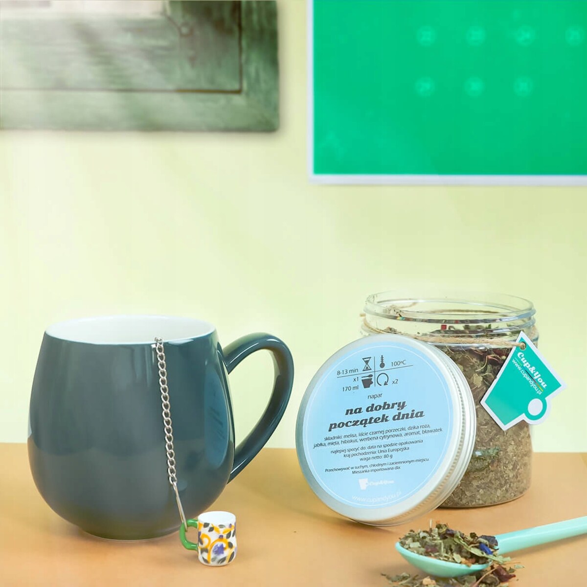 HERBATA ziołowa NA DOBRY POCZĄTEK DNIA o smaku brzoskwini mango pomarańczy - herbata liściasta sypana mieszanka napar susz - gotowa na prezent upominek