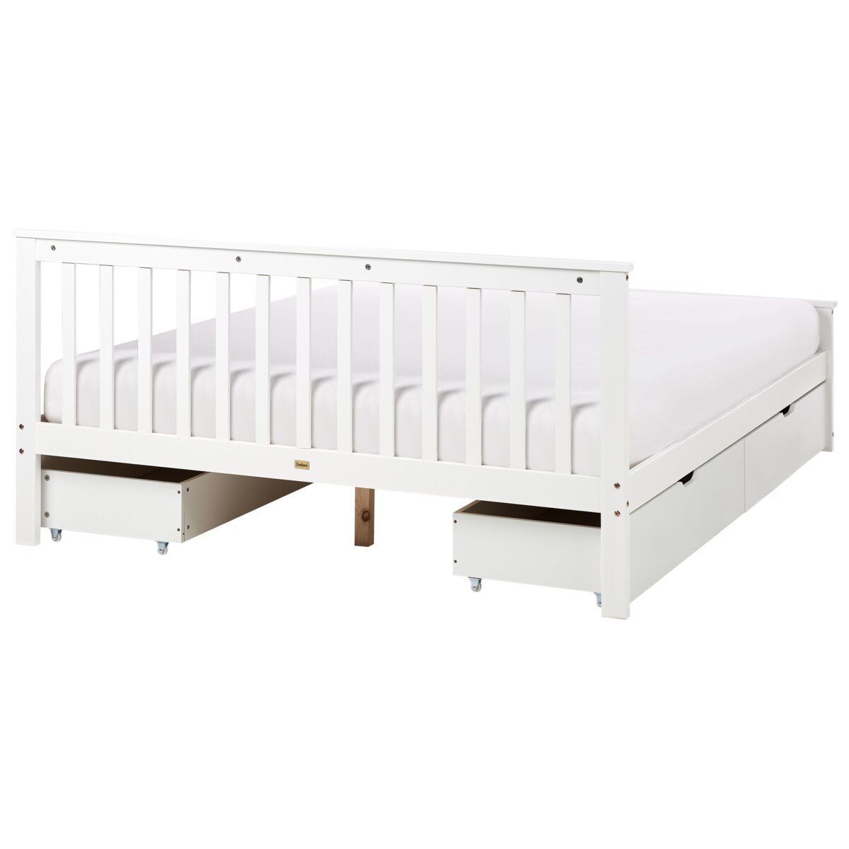 Łóżko ze schowkiem OLENDON 160 x 200 cm Z miejscem do przechowywania Drewno Biały