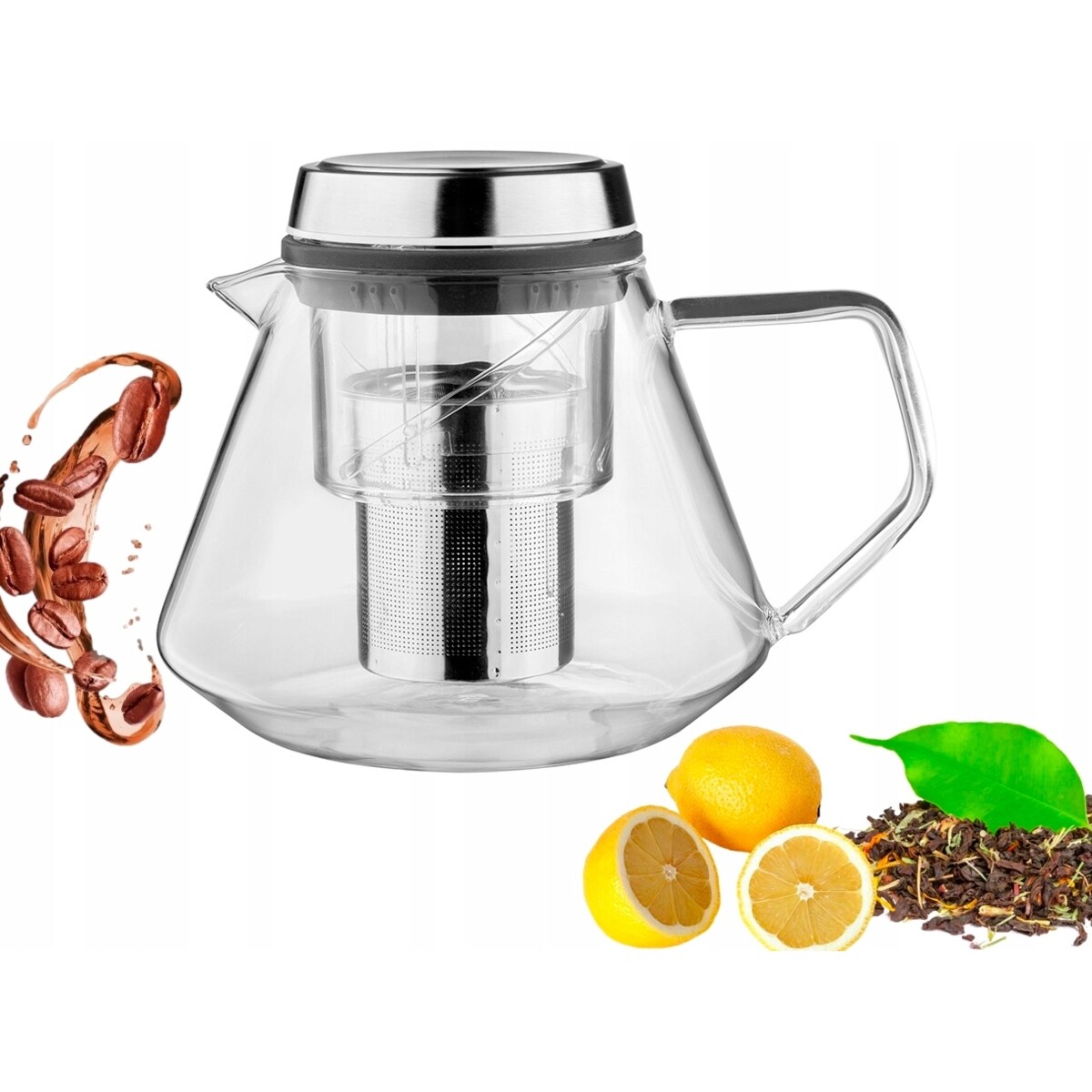 DZBANEK SZKLANY Z ZAPARZACZEM sitko imbryk czajnik na zioła herbatę 1 L box