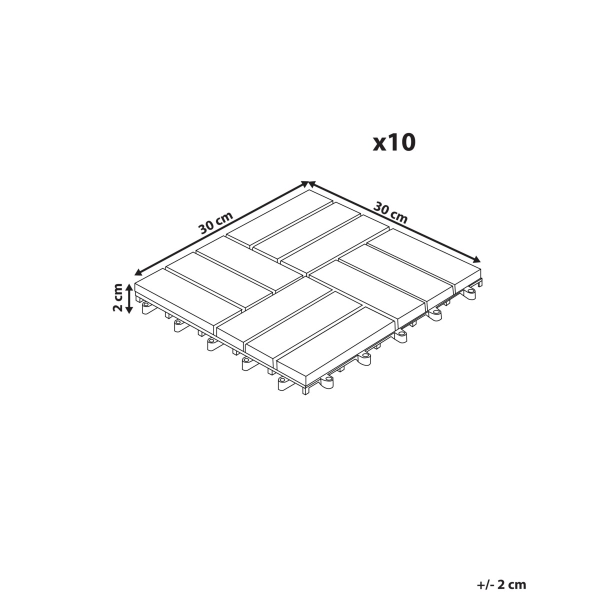 Płytki tarasowe ACERENZA Certyfikowane drewno akacjowe Brązowy