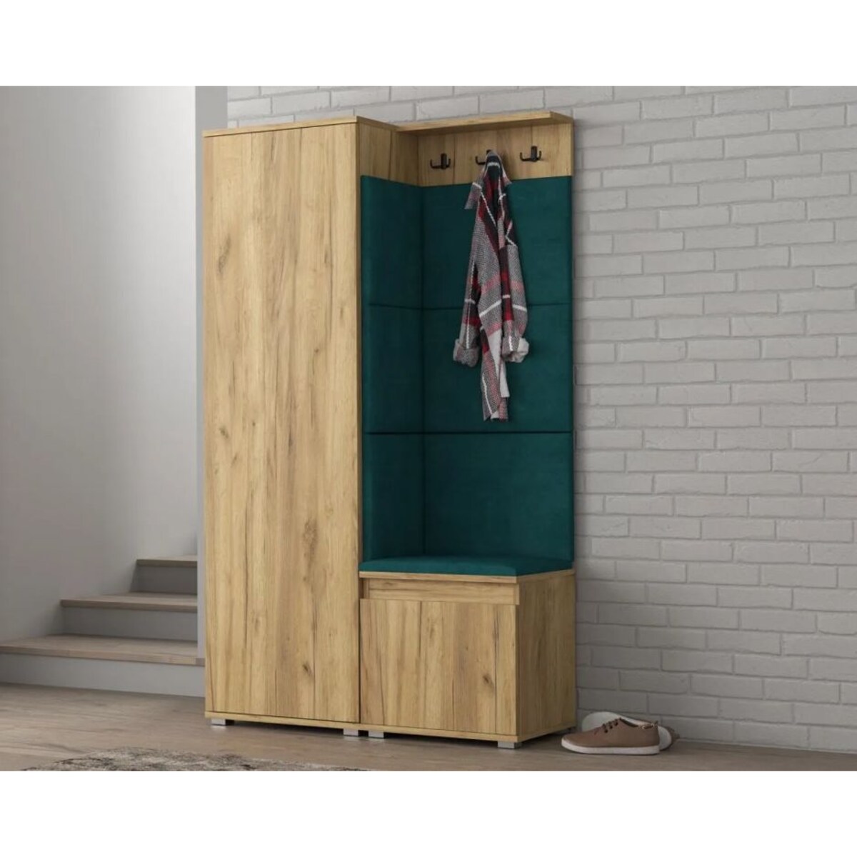 Garderoba do przedpokoju SINGAPUR 104 dąb craft/zielony
