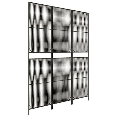 vidaXL Parawan 3-panelowy, szary, polirattan