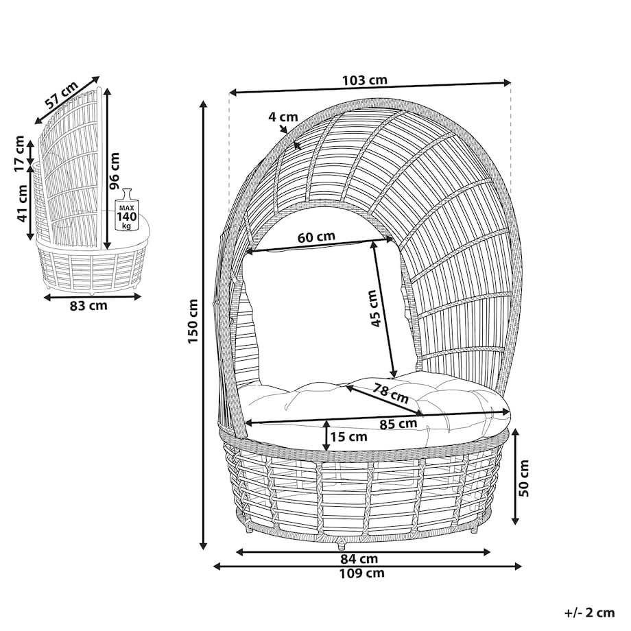 Fotel ogrodowy LIDO Rattan Beżowy
