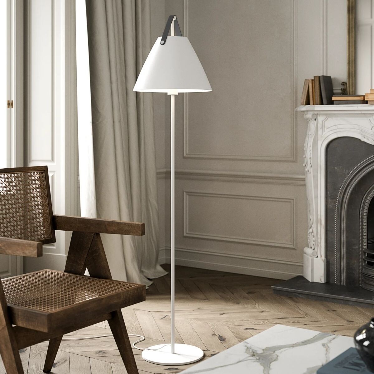 Lampa podłogowa Strap 46234001 Nordlux metalowa biała