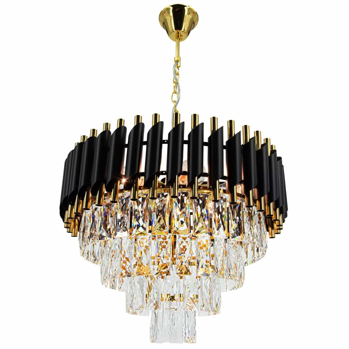 Żyrandol kryształowy glamour Toledo 6260/6 TR BL pałacowy czarny złoty