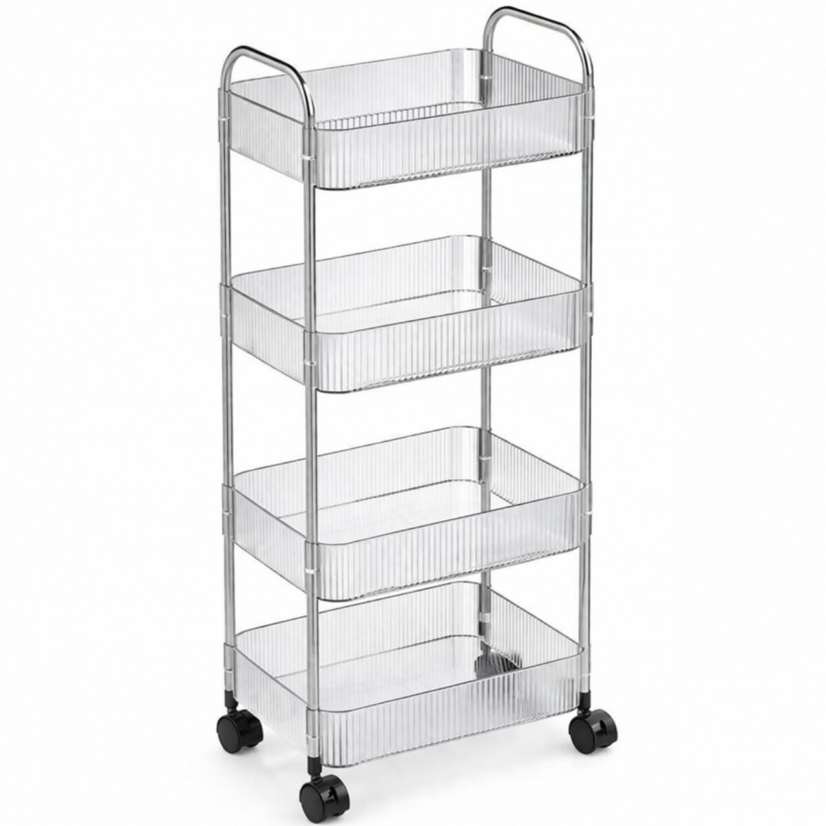 Ryflowany regał, szafka na kółkach, 4 poziomy, transparentny 36x26x95cm SZ54