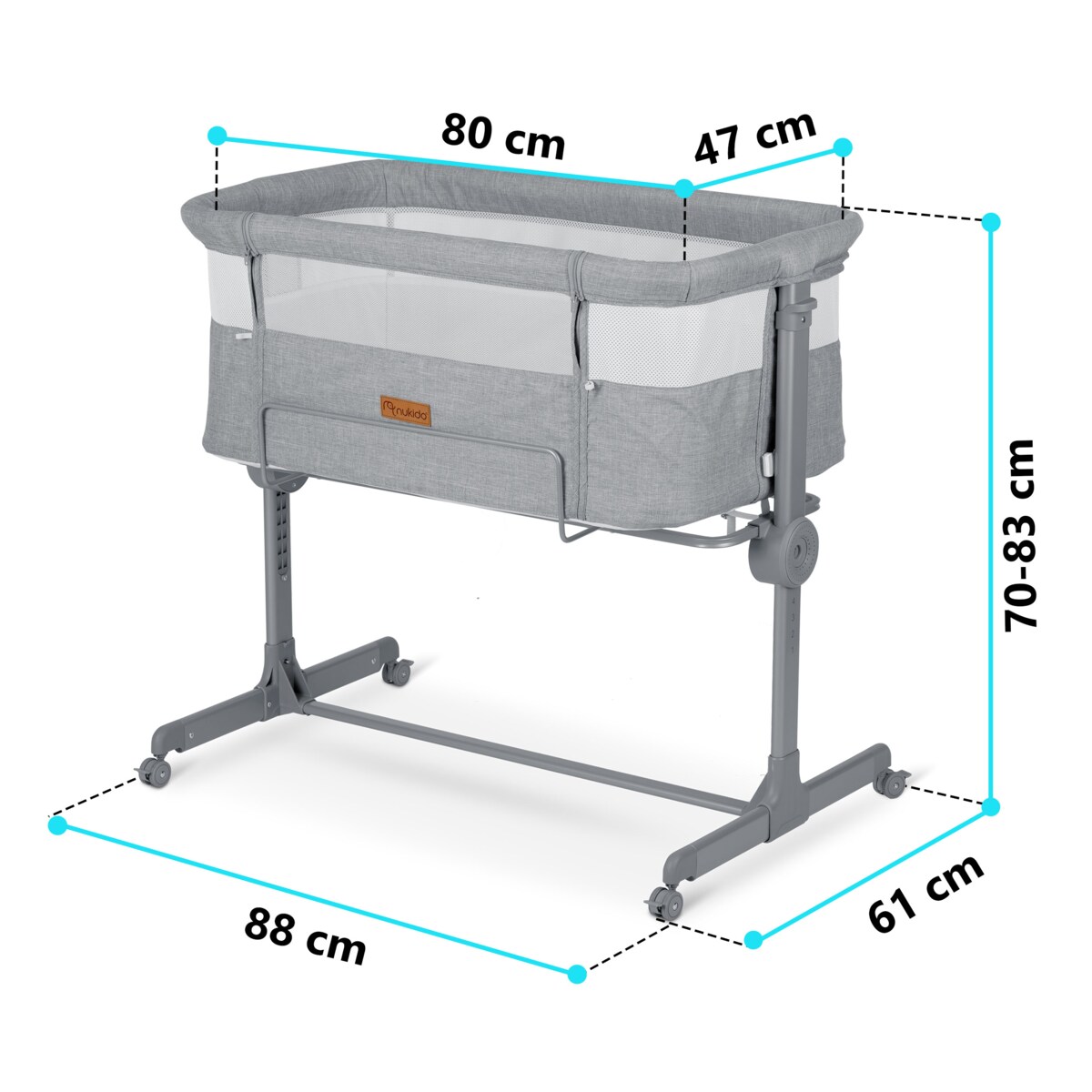 Łóżeczko dziecięce niemowlęce dostawka Nukido składane 0-5m