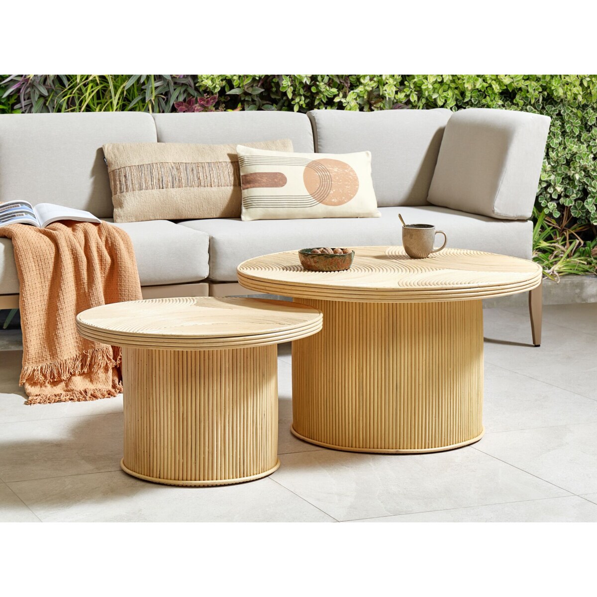 Zestaw 2 stolików kawowych ILIOS Rattan Naturalny