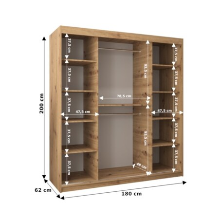 Szafa przesuwna Garderoba MARMUR T2 180 gł. 62 biały