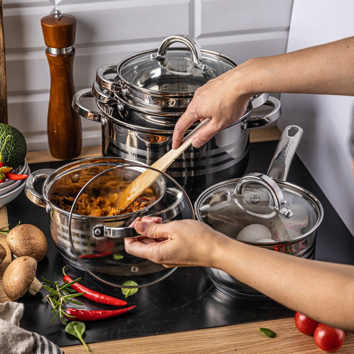 Zestaw garnków stalowych 10 ele. 2.1/2.1/2.9/3.9/6.6L KLAUSBERG