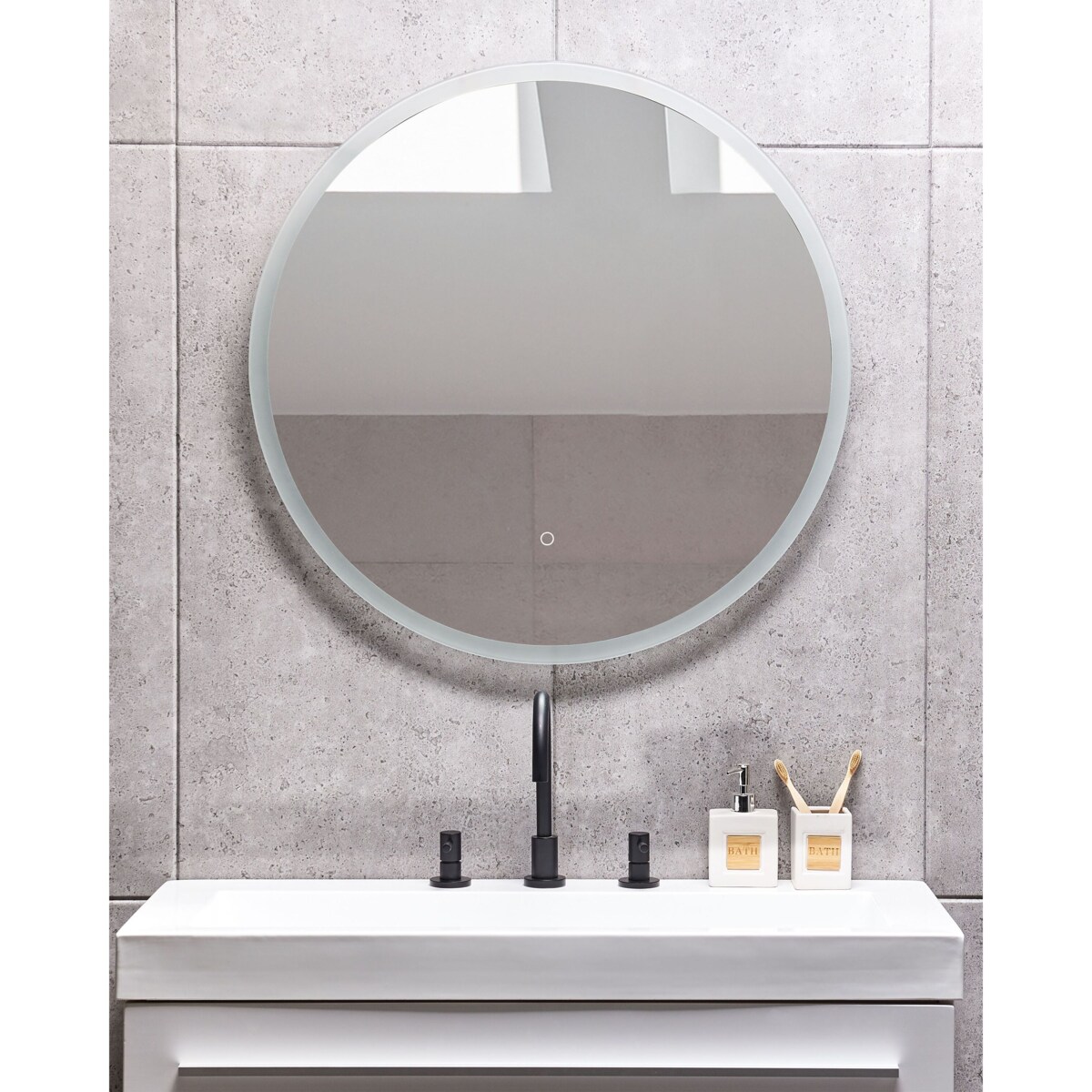 Okrągłe lustro ścienne LED ø 79 cm srebrne DEAUVILLE