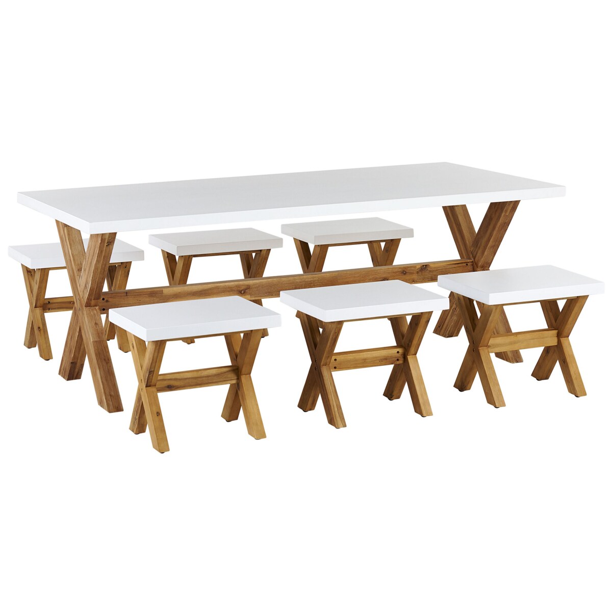 Zestaw ogrodowy stół i 6 stołków biały OLBIA