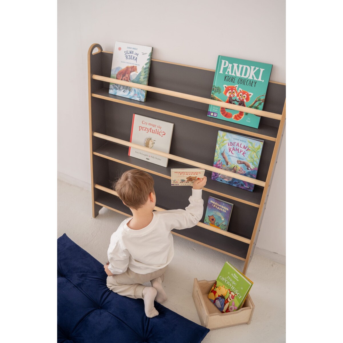 WIDE - wąska biblioteczka do ściany - szara