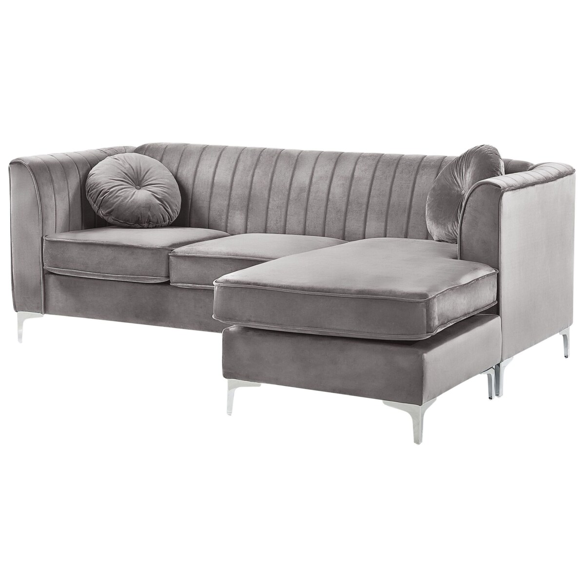 Narożnik welurowy lewostronny szary TIMRA