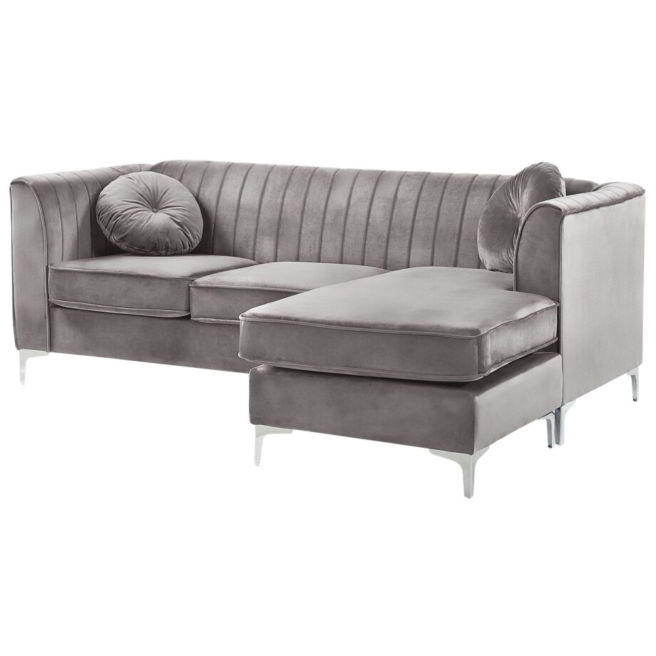 Narożnik welurowy lewostronny szary TIMRA