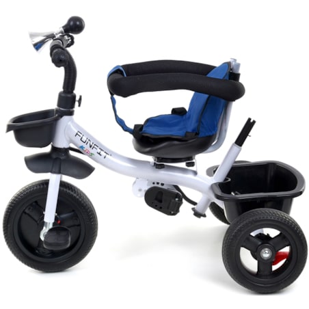 Rowerek trójkołowy spacerowy dla dzieci Funfit Kids niebieski z trąbką