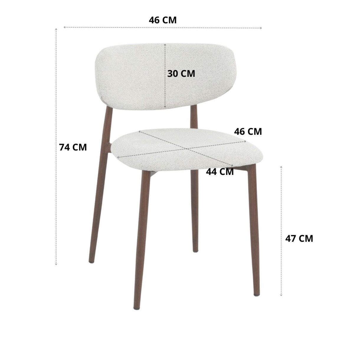 Krzesło INES beżowe metalowe nogi w kolorze drewna tapicerowane