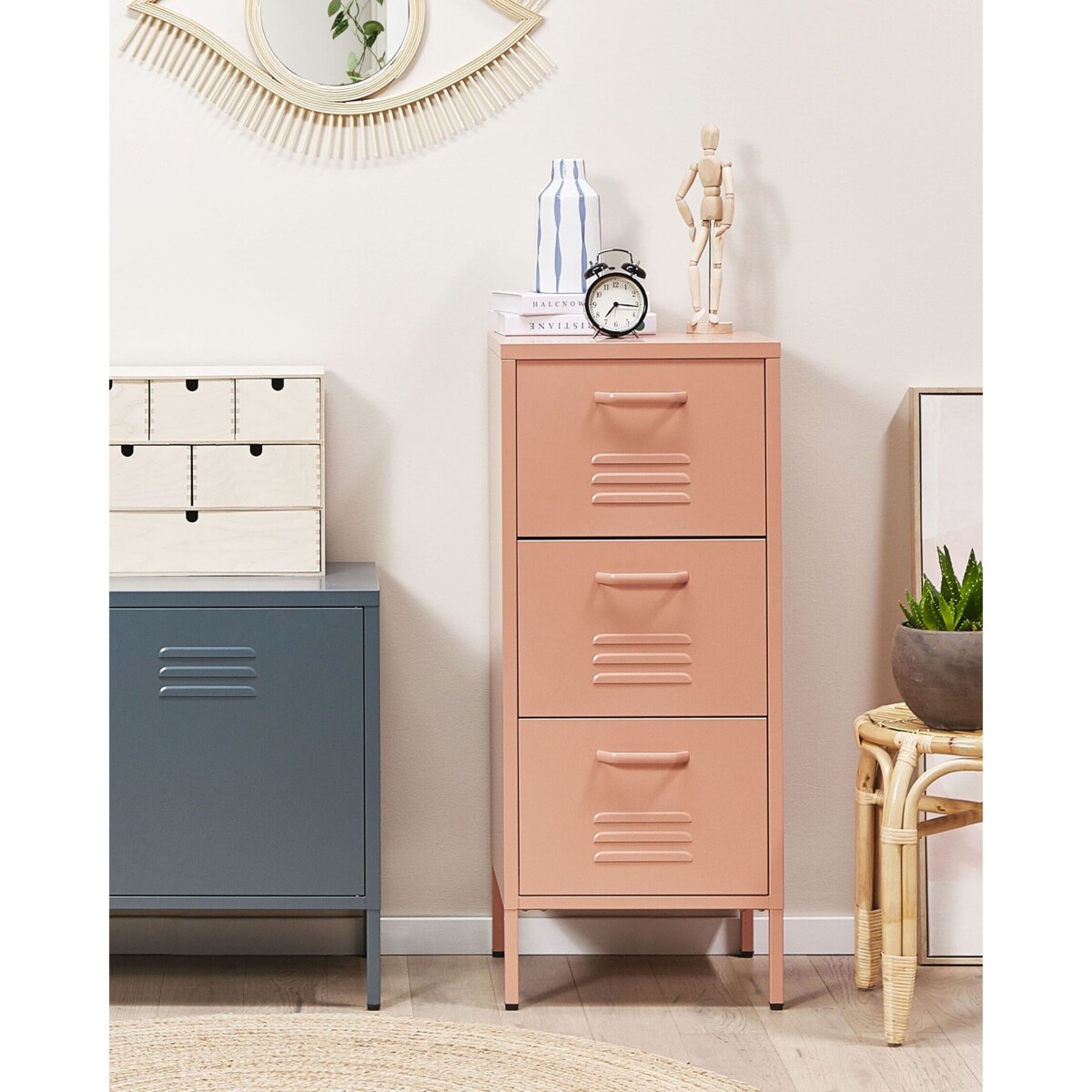 Szafka biurowa metalowa różowa WOSTOK