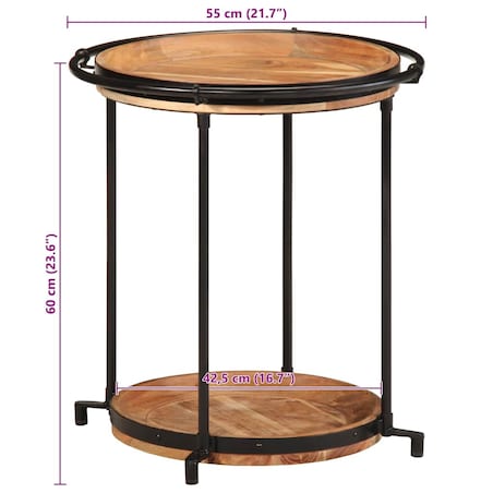 vidaXL Stolik pomocniczy Ø55x60 cm Drewno lite Akacja