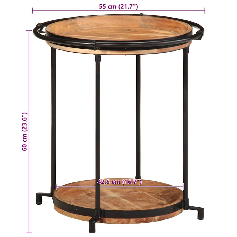 vidaXL Stolik pomocniczy Ø55x60 cm Drewno lite Akacja