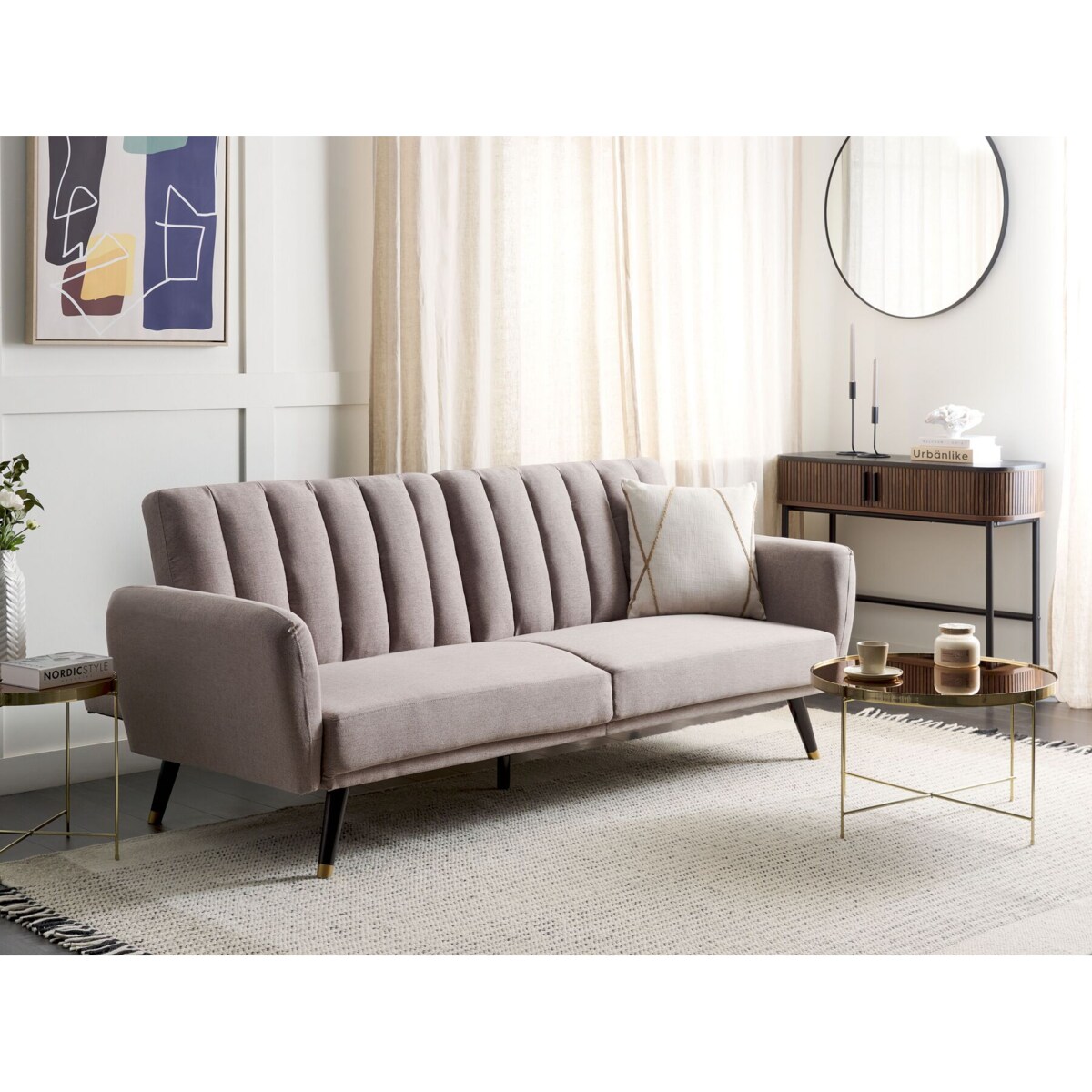 Sofa rozkładana jasnobrązowa VIMMERBY