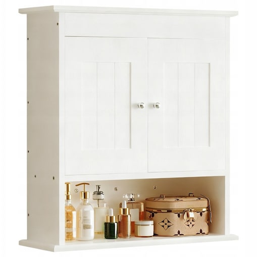 Szafka łazienkowa wisząca biała ścienna półki loft