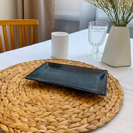TALERZ PROSTOKĄTNY OBIADOWY DESEROWY 33CM NIEBIESKI PÓŁMISEK NA PRZEKĄSKI