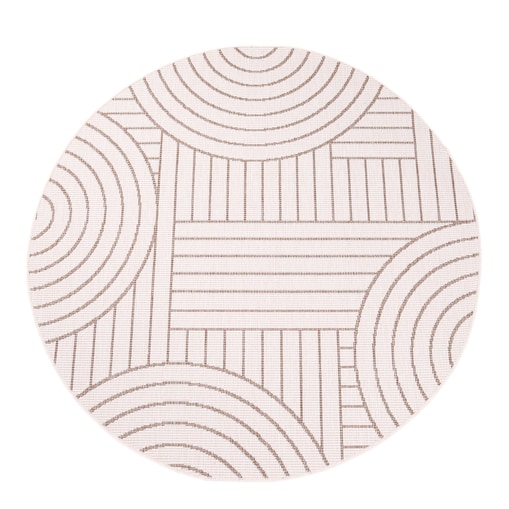 Funkcjonalny dywan okrągły na zewnątrz i do wnętrz, dwustronny DUO 58420 Krem 160x160