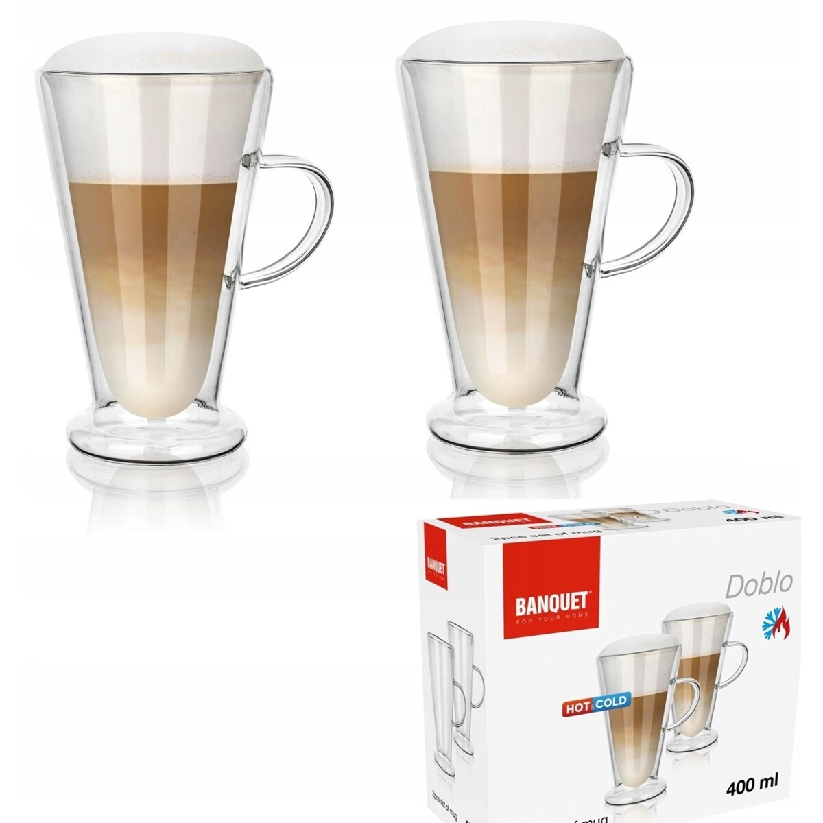 2x SZKLANKA KUBEK termiczna 400 ml podwójna ścianka na kawę herbatę latte