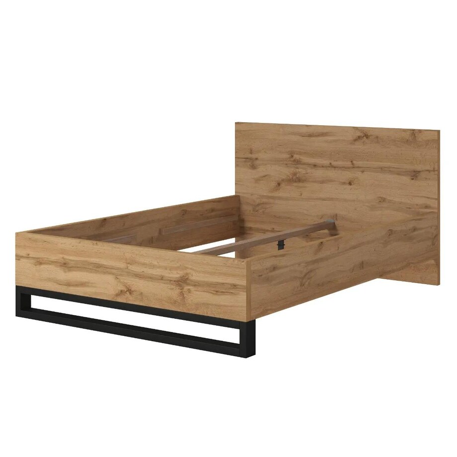 Łóżko HALLE 140x200 dąb wotan mat/czarne