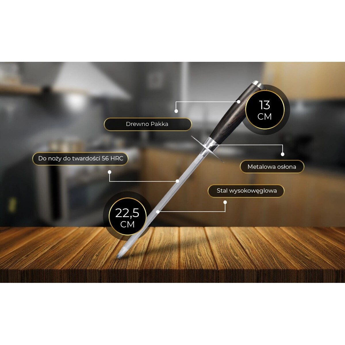 Shiori 撓 Tsugi musak/stalka ze stali wysokowęglowej do podostrzenia noży