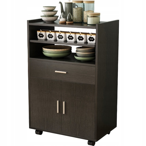 Szafka wózek kuchenny komoda stół regał nowoczesny mobilny na kółkach czarna