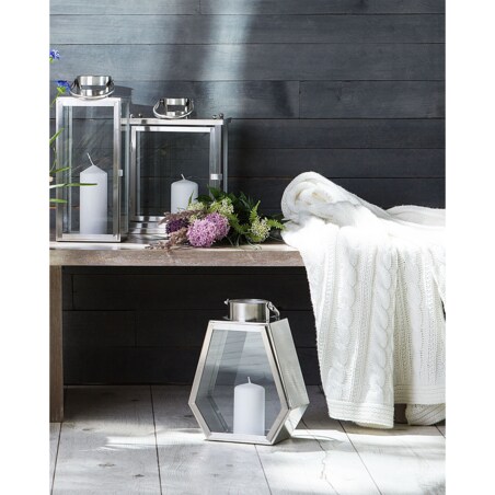 Lampion stalowy 39 cm srebrny TENERIFE