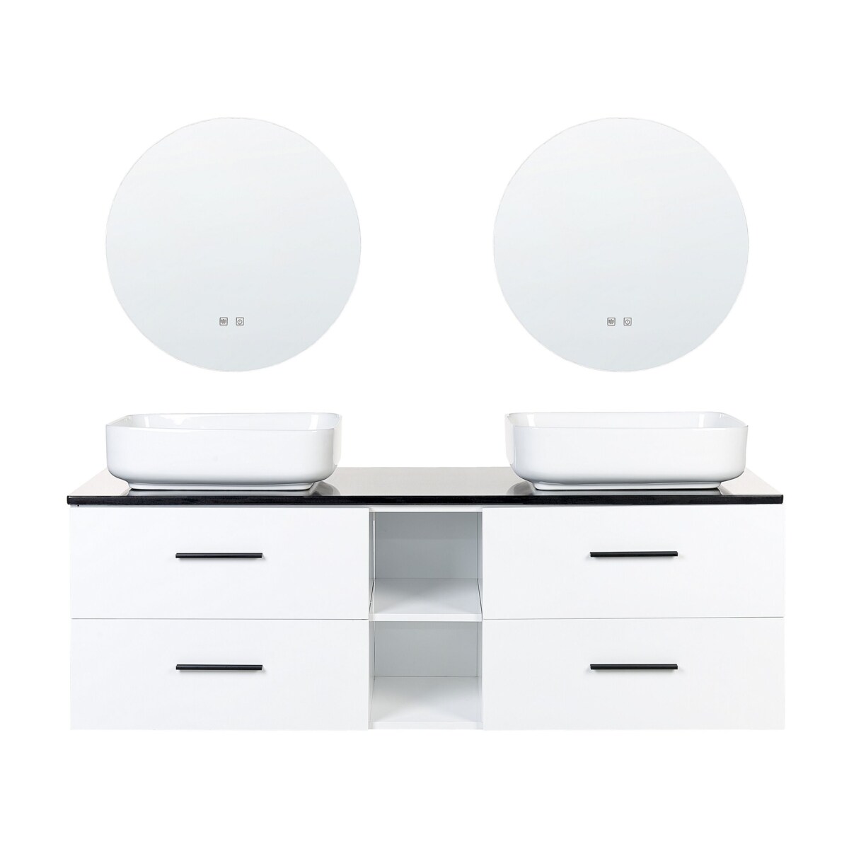 Zestaw mebli łazienkowych z podwójną umywalką i lustrami biały PILAR
