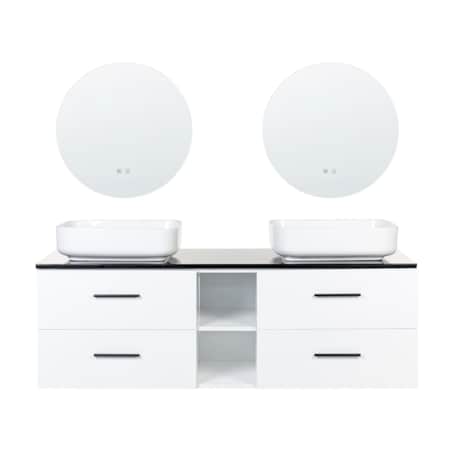 Zestaw mebli łazienkowych z podwójną umywalką i lustrami biały PILAR